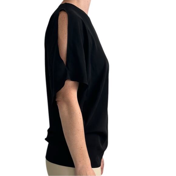 Saint Laurent Silk Split Sleeve Blouse Black FR 34 Flutter - Picture 3 of 11